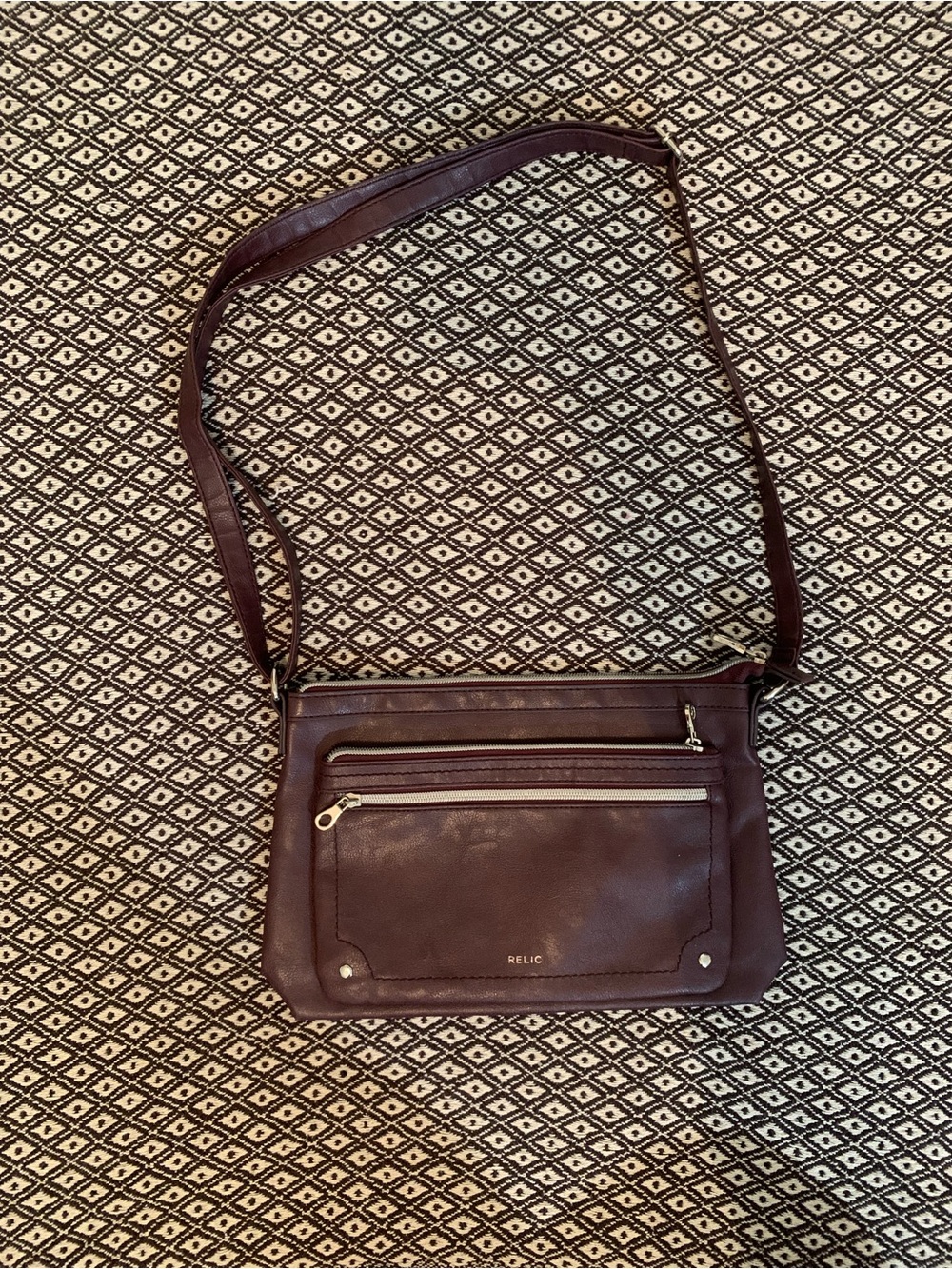 Relic Men's Dark Brown Leather Messenger Crossbody